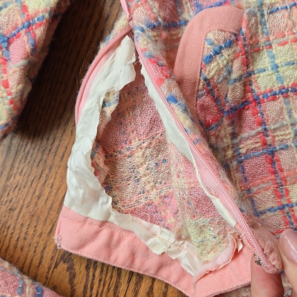 Tocca Pink Plaid Blazer and Skirt Set - Picture 7 of 11